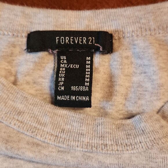Forever 21 Austin 1994 Short Sleeve Crew Neck Crop Tee Junior Medium Gray & Blue - Picture 6 of 6